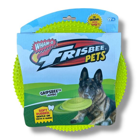 Whamo XL Gripsbee Jumbo Dog Frisbee Toy Bright Green Soft Rubber Nubby Floats - Picture 1 of 3